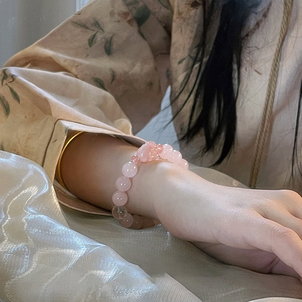 九尾狐馬粉晶原創國風天然瑪瑙手鏈：圖片 4
