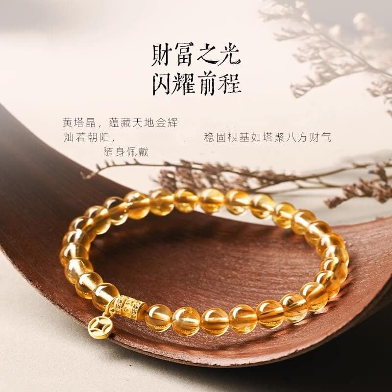天然黃水晶手串錢幣黃塔晶手飾：圖片 4