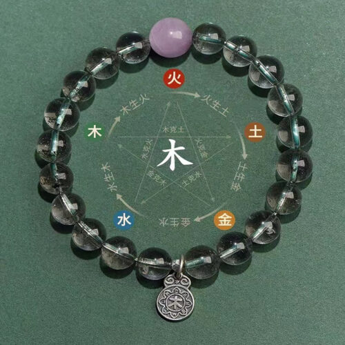 金木水火土純銀五行手串男女水晶手鏈