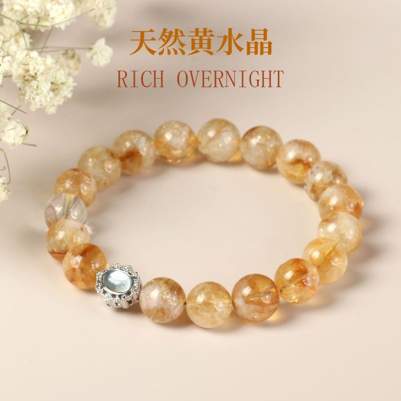 水晶天然黃水晶手串阿賽設計感手鏈