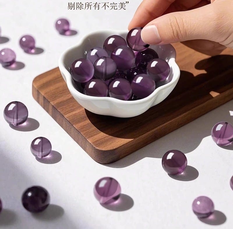 天然紫水晶手串女九尾狐白水晶手鏈