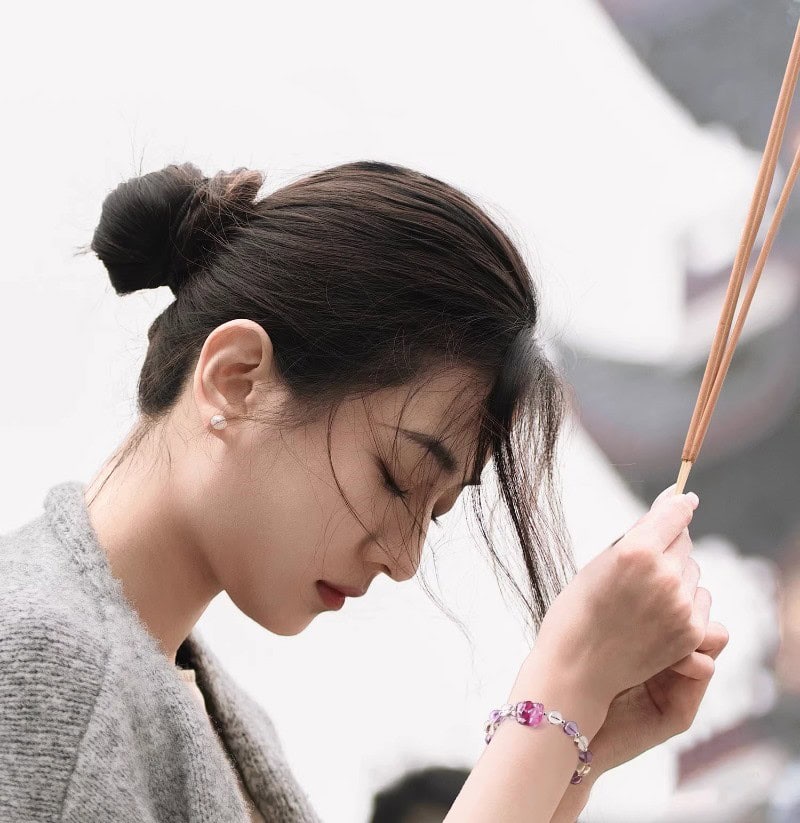 天然紫水晶手串女九尾狐白水晶手鏈