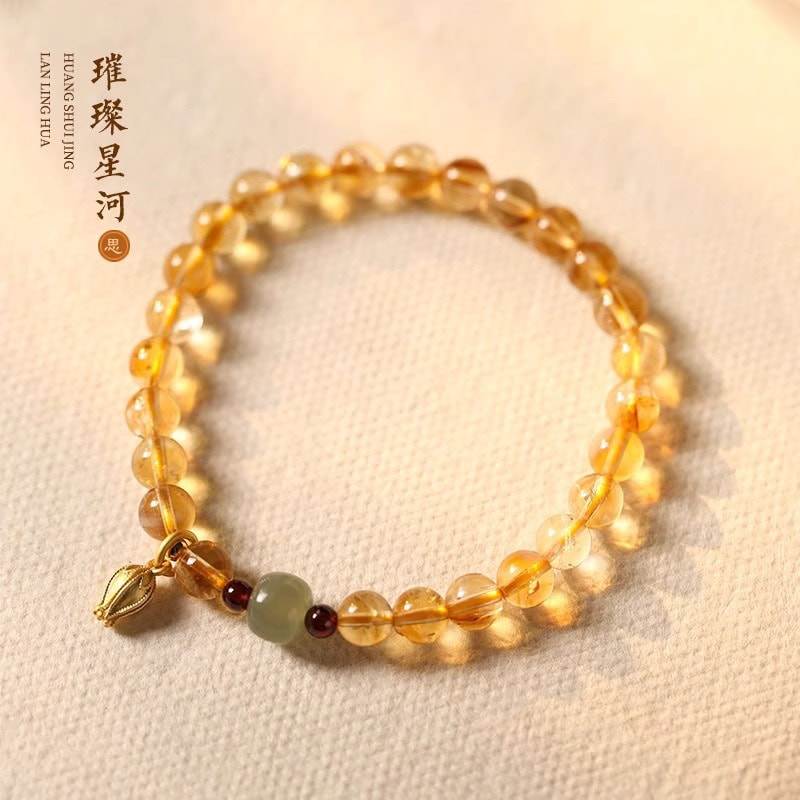 黃水晶天然瑪瑙白玉髓如意鎖黃塔晶手鏈：圖片 3