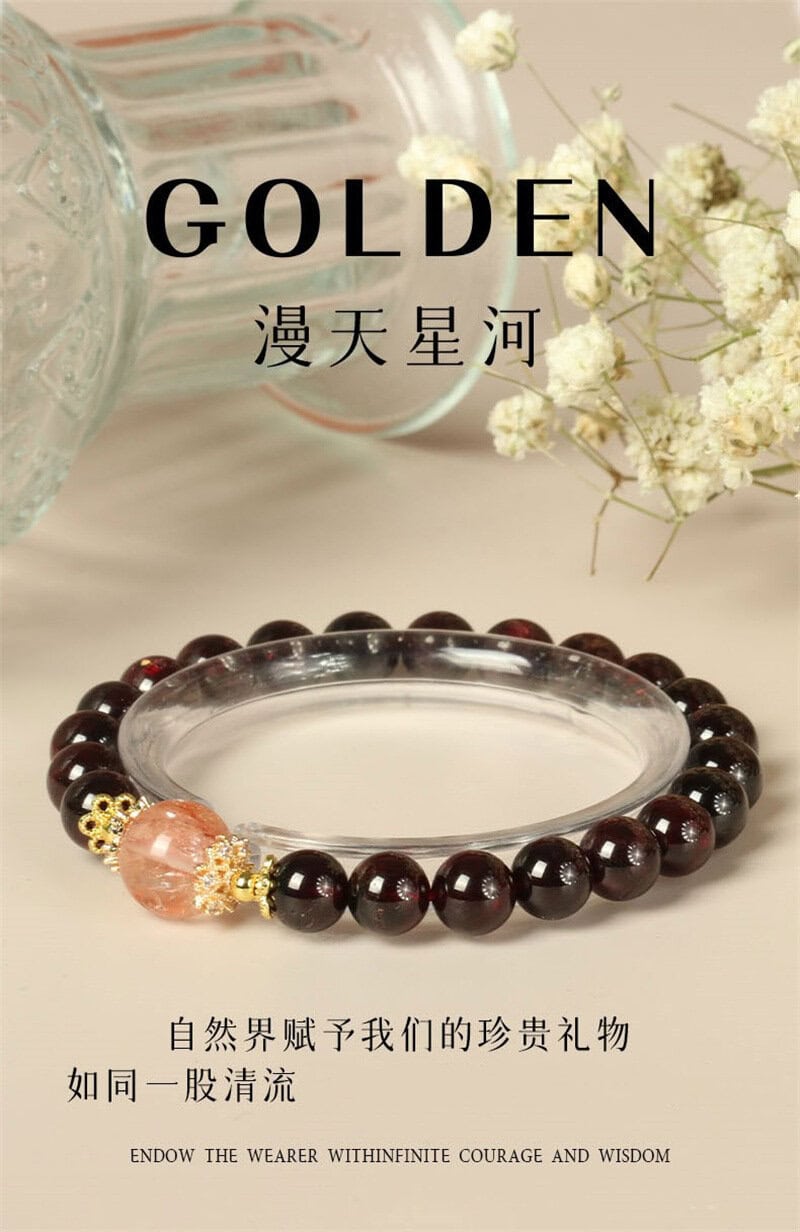 天然石榴石手鏈凈體酒紅水晶手串