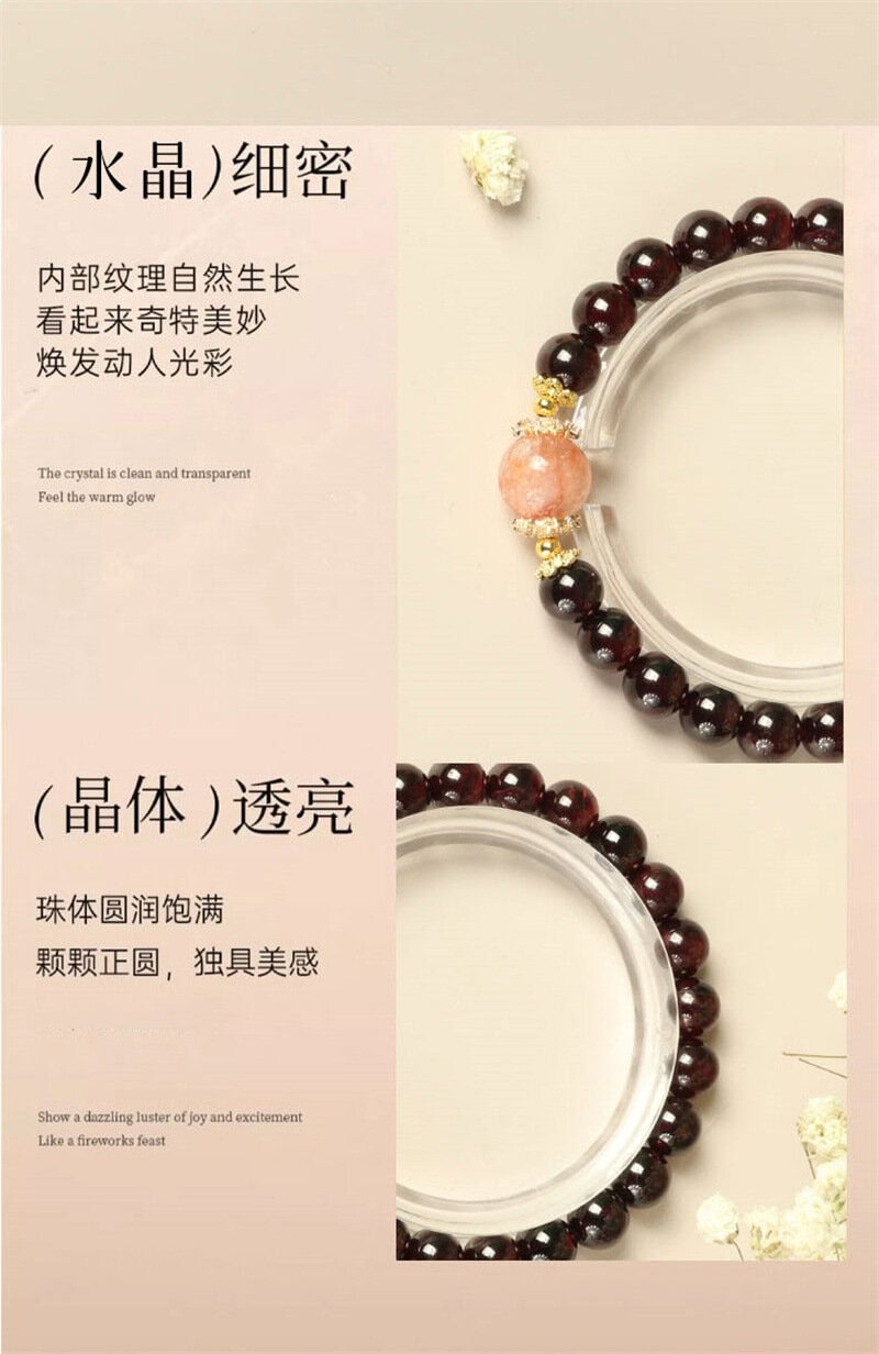 天然石榴石手鏈凈體酒紅水晶手串