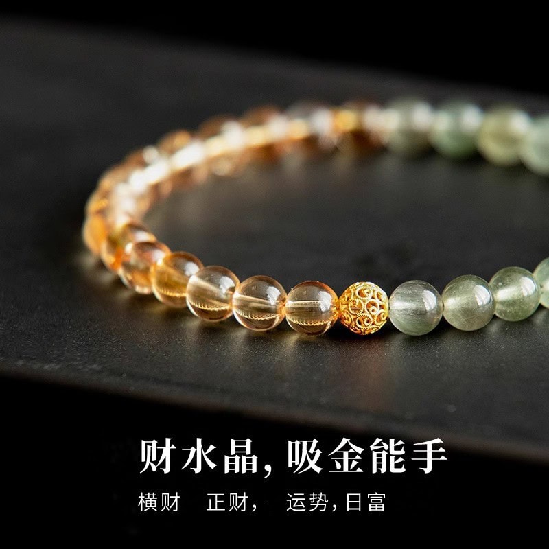 輕奢高級感黃水晶手鏈百搭綠髪晶手串：圖片 2