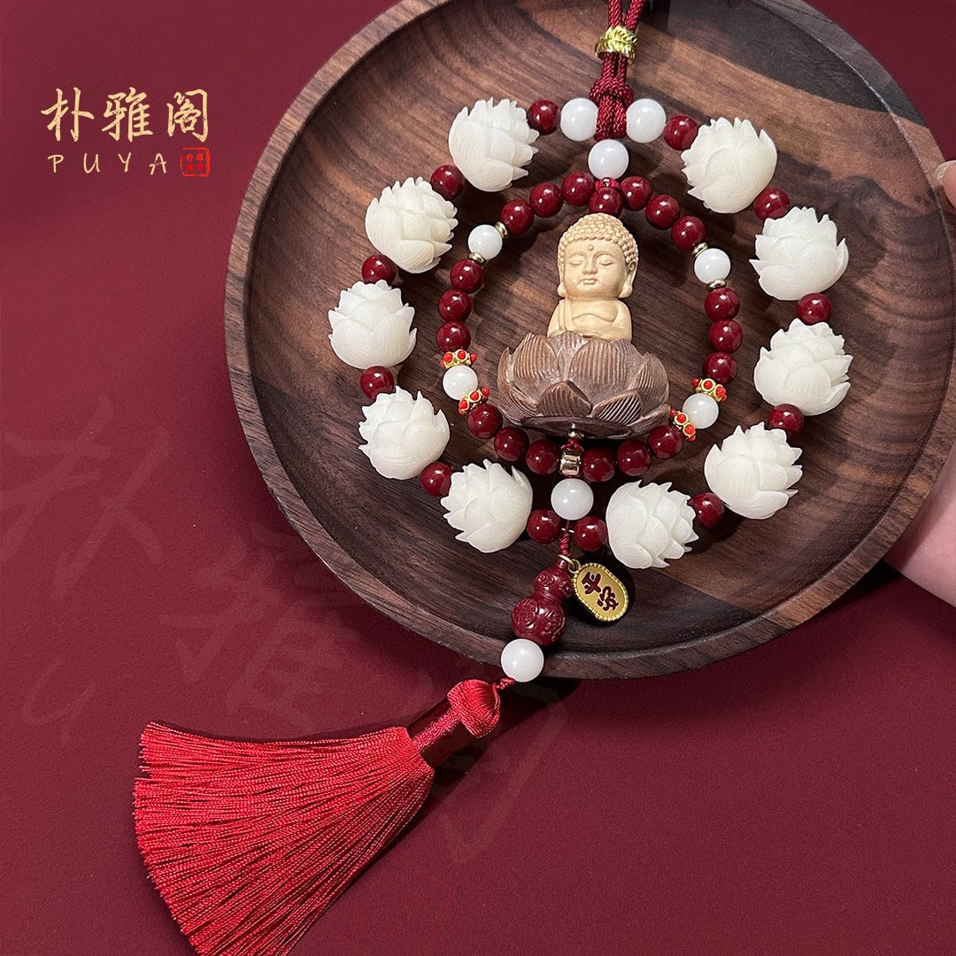 黃楊木蓮座釋迦小佛像 禪意祈福細節特寫