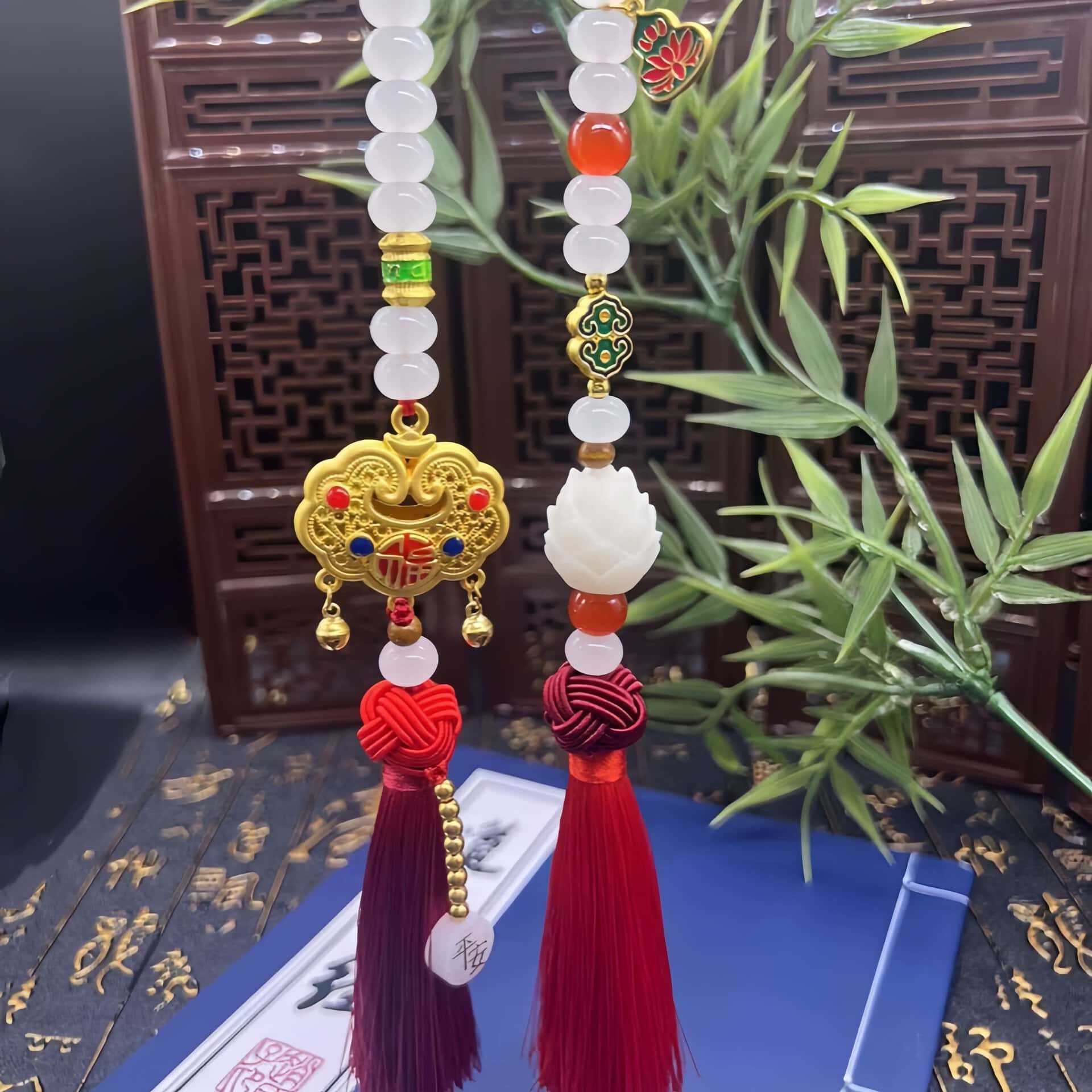 如意銅琺瑯後視鏡吊墜車載掛件