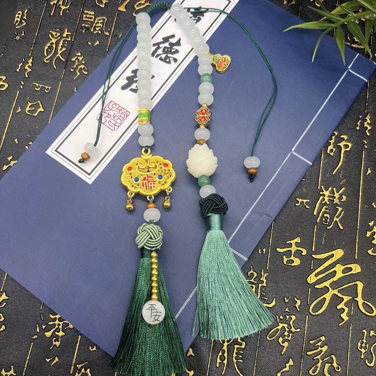 如意銅琺瑯後視鏡吊墜車載掛件