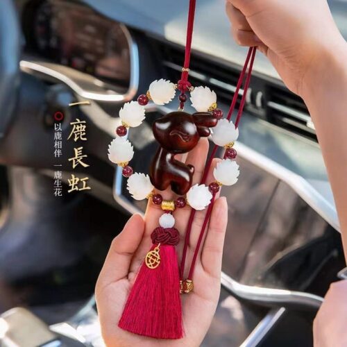 蓮花車內吊墜一鹿平安車載後視鏡車掛