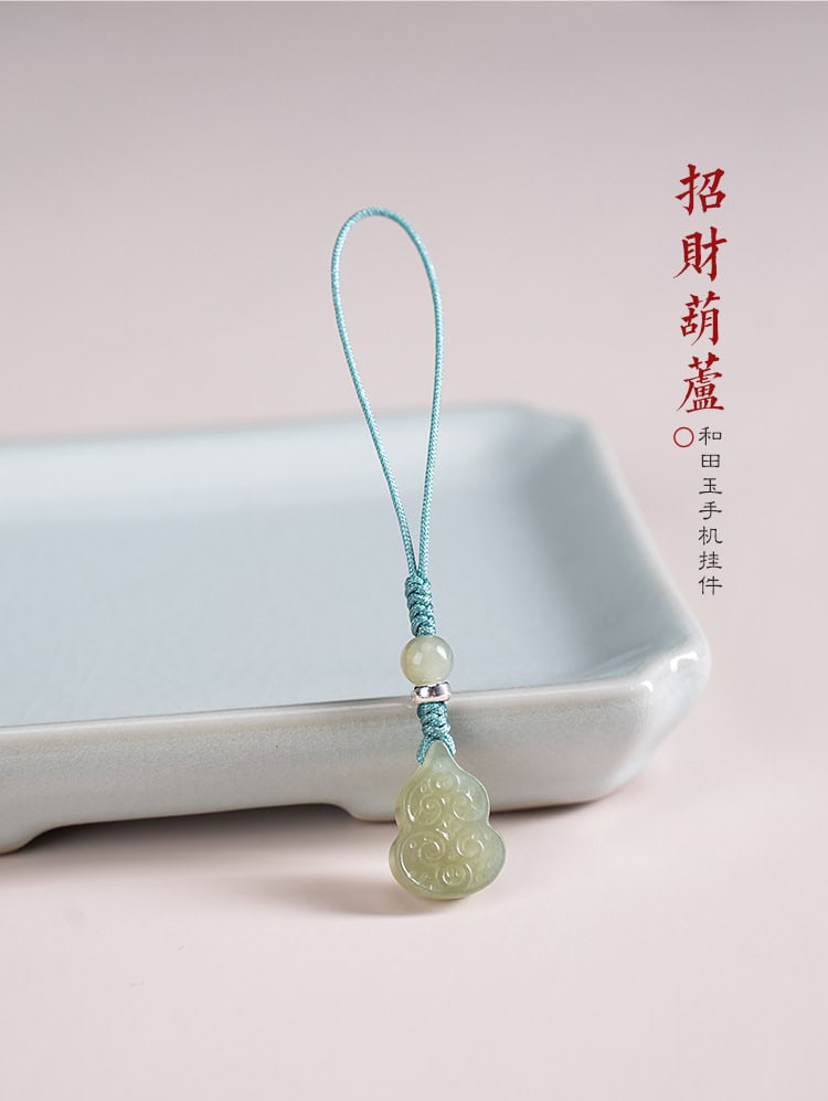 手機掛繩天然和田玉葫蘆手機鏈玉石