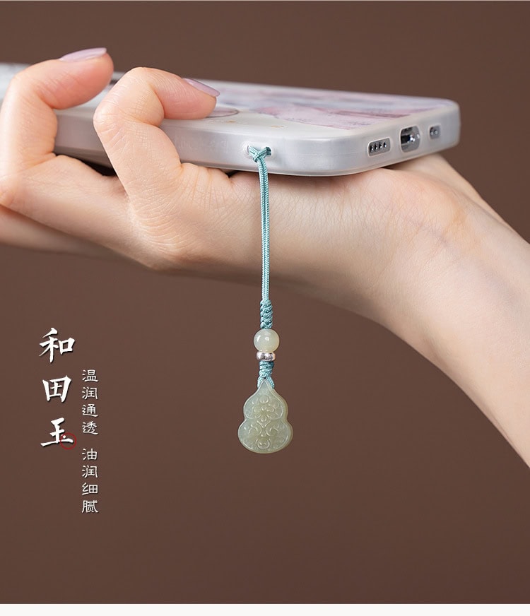手機掛繩天然和田玉葫蘆手機鏈玉石
