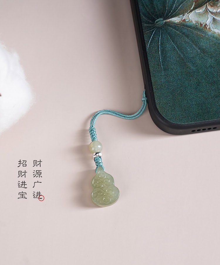 手機掛繩天然和田玉葫蘆手機鏈玉石