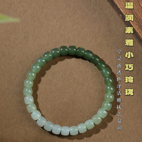 天然和田玉老型珠漸變手鏈：圖片 4