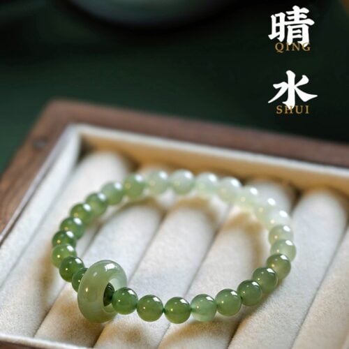 和田玉漸變晴水色湖水綠手鏈女