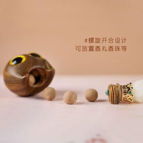 綠檀福貓香囊可打開空瓶盒子掛件手機鏈：圖片 2