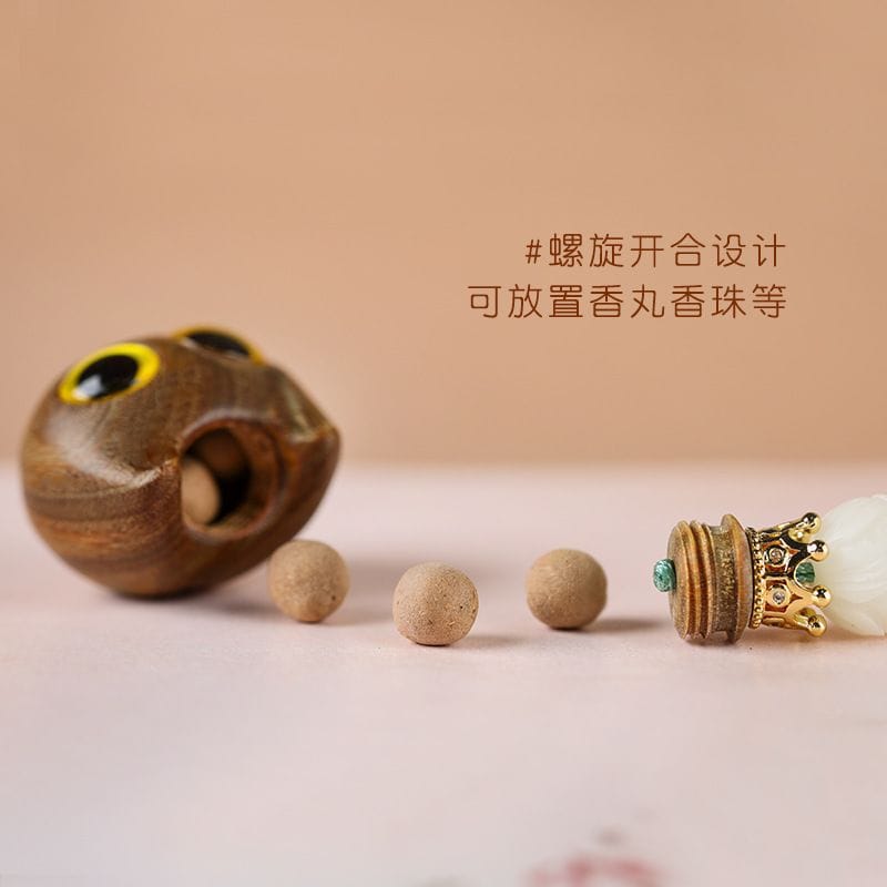 綠檀福貓香囊可打開空瓶盒子掛件手機鏈：圖片 2