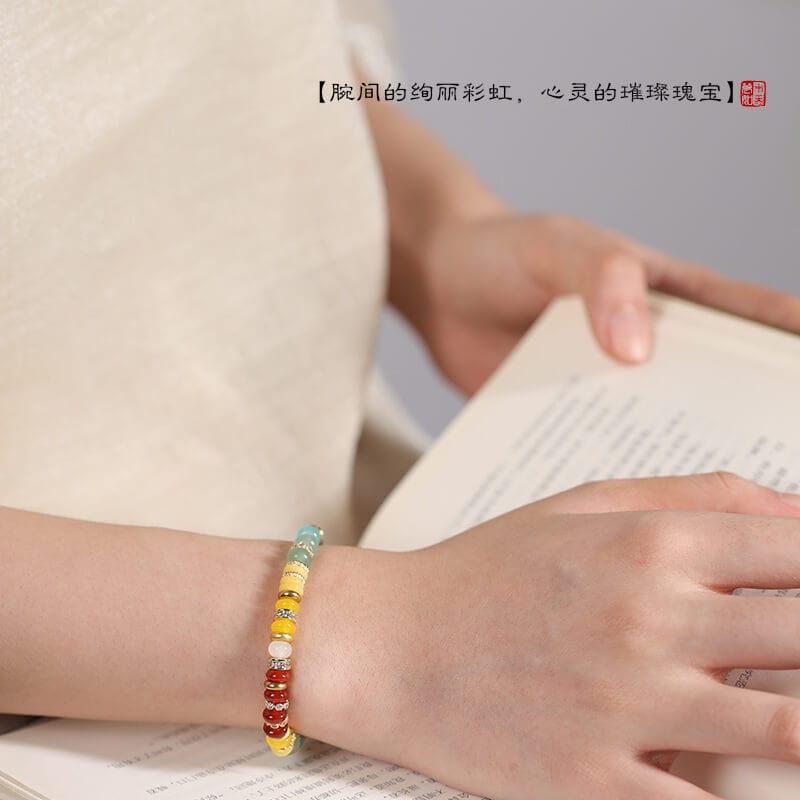 彩虹糖玉髓琉璃手串創意設計手鏈：圖片 4