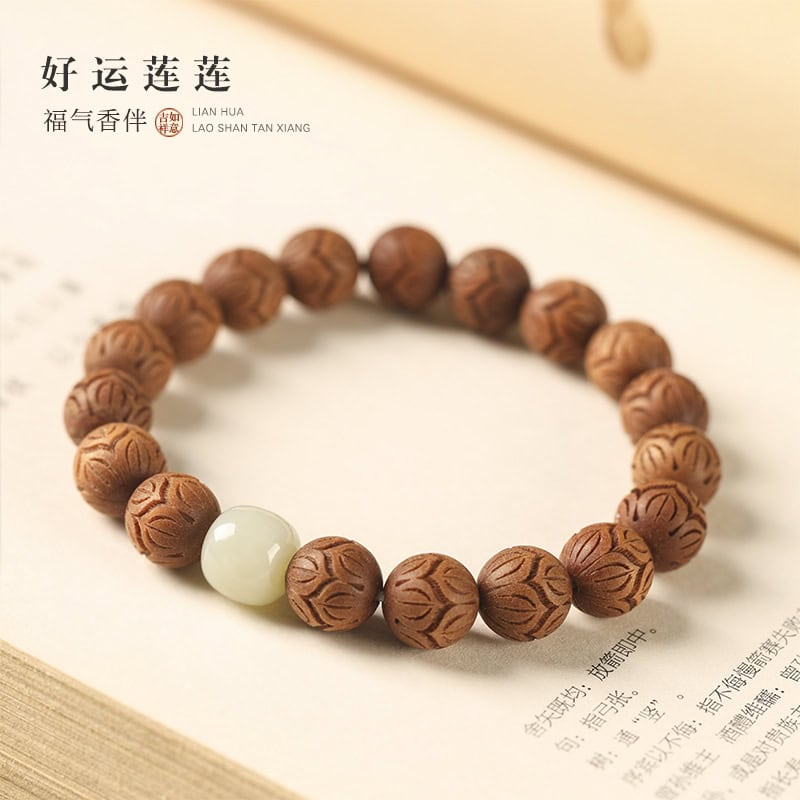印度老山檀香福蓮步步生蓮原木手鏈