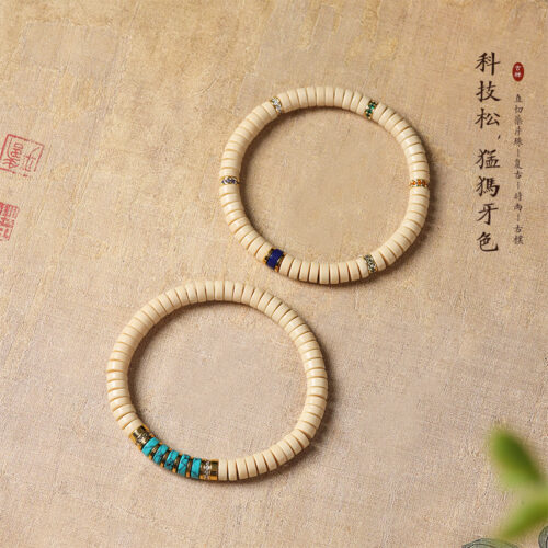 青金色藍松色配飾沙金直切隔片手鏈