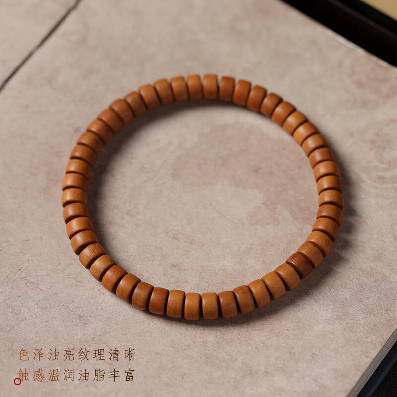 綠檀木精工直切桃木藥片珠佛珠手串：圖片 2