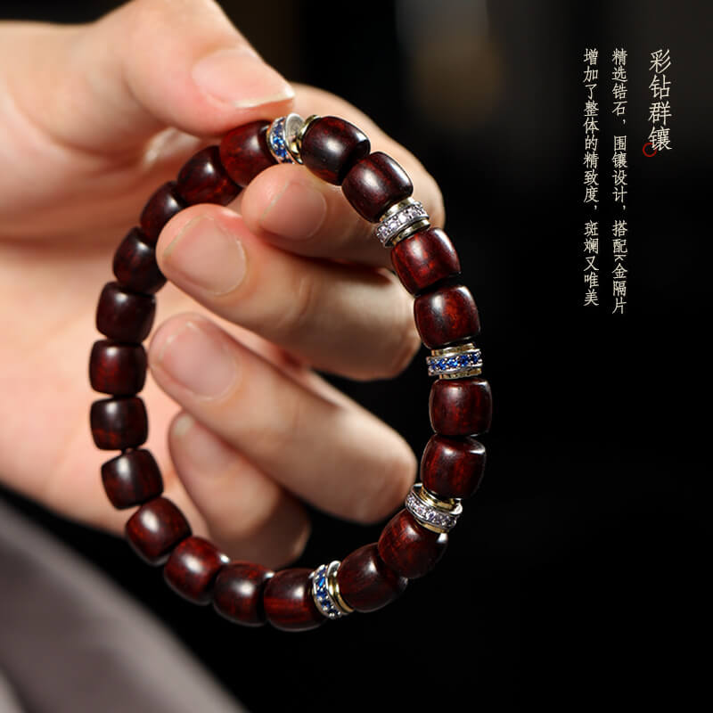 小葉紫檀精工直切桶珠檀香紫檀手串：圖片 3