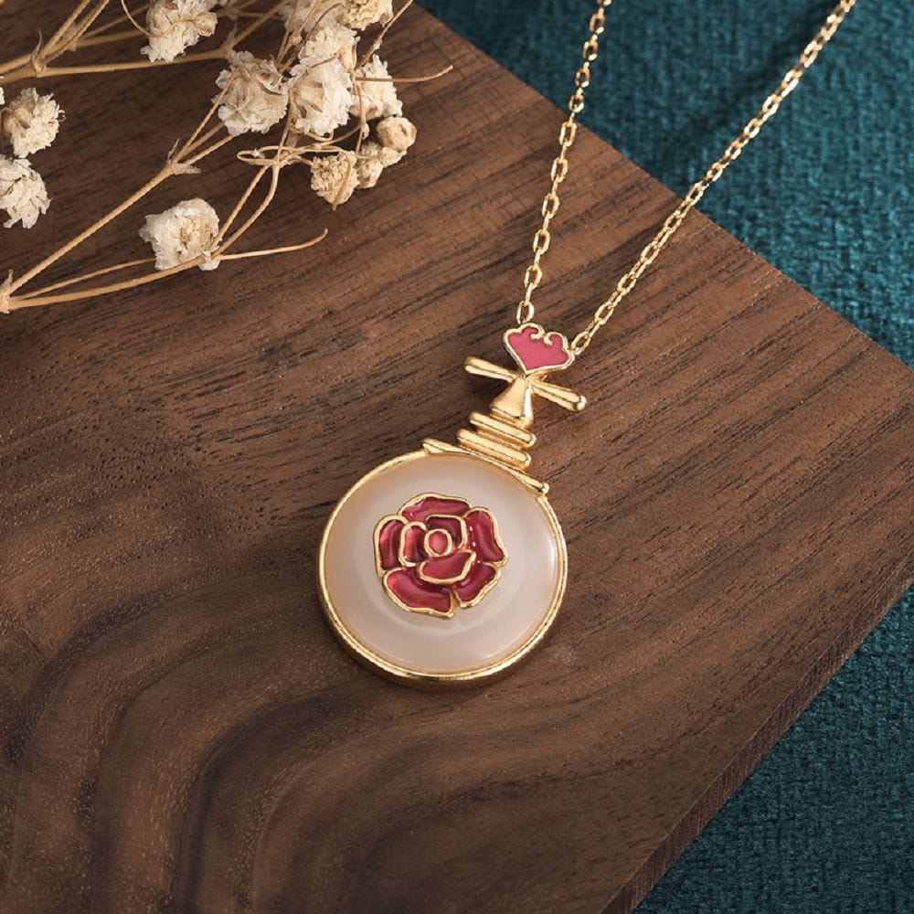 復古宮廷設計銅鍍金白玉琵琶琺瑯項鏈：圖片 2
