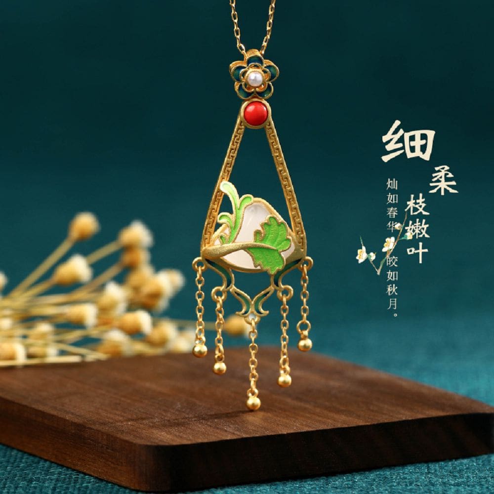 琺瑯滴釉工藝鑲玉石項鏈