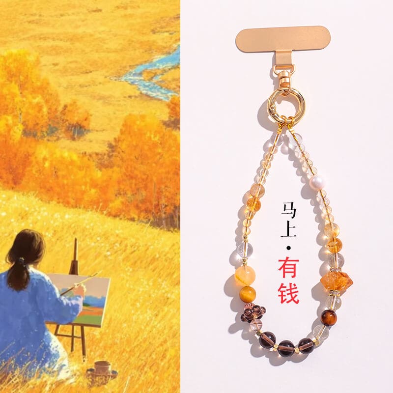 天然珍珠水晶手機鏈掛件包包掛件