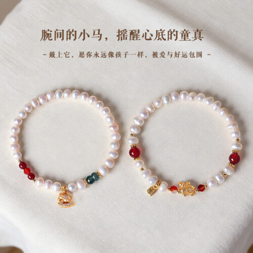腕間小馬天然淡水珍珠串珠手鏈：圖片 2