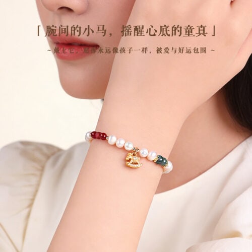 腕間小馬天然淡水珍珠串珠手鏈：圖片 4