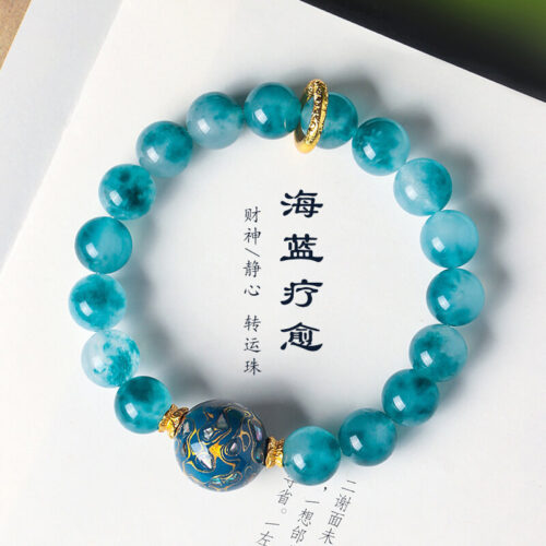 10mm天然藍玉髓大漆珠串珠手鏈