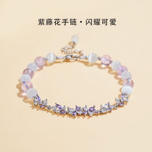 海藍寶紫水晶串珠紫藤花手鏈：圖片 4
