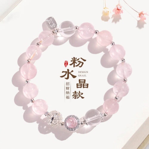 天然10mm粉水晶串珠手鏈