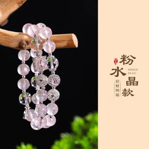 天然10mm粉水晶串珠手鏈：圖片 4