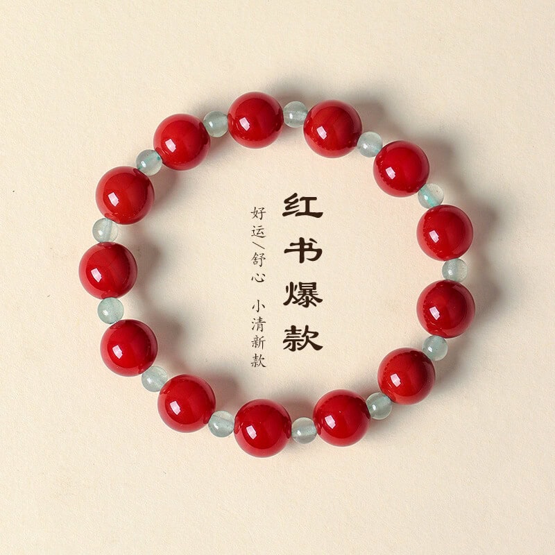 飄花南紅東陵玉疊戴串珠手鏈：圖片 2