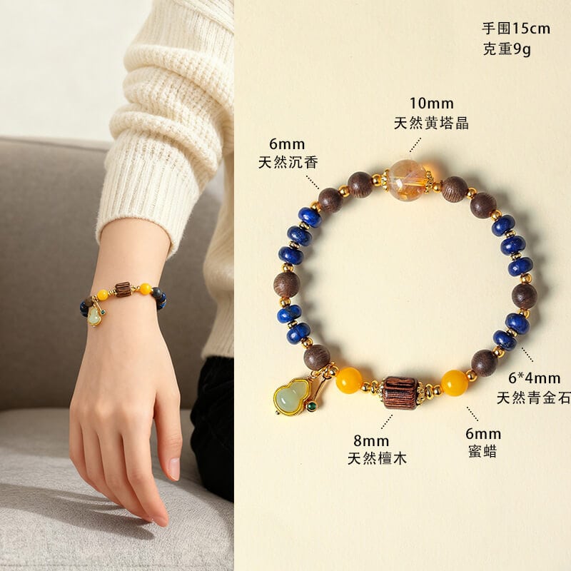 新中式天然青金石串珠手鏈：圖片 3
