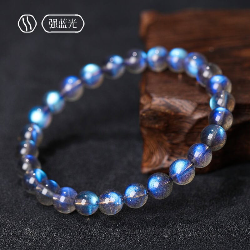 天然灰月光石手鏈藍月光拉長石手串：圖片 2