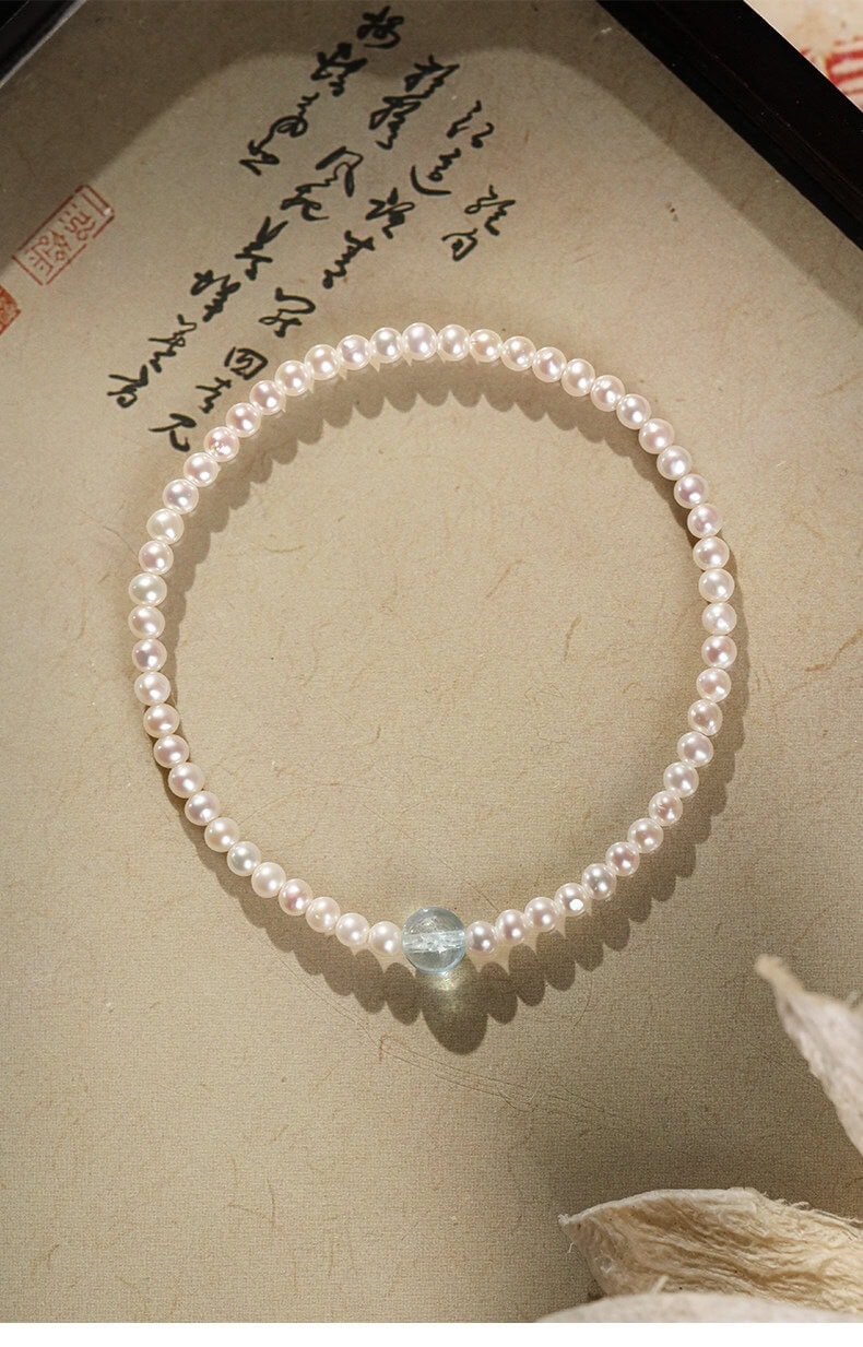 海汐天然海藍寶水晶手串疊戴百搭手鏈