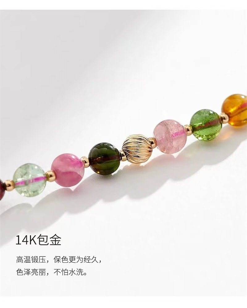 天然石榴石手鏈女三圈多圈疊戴碧璽水晶手串