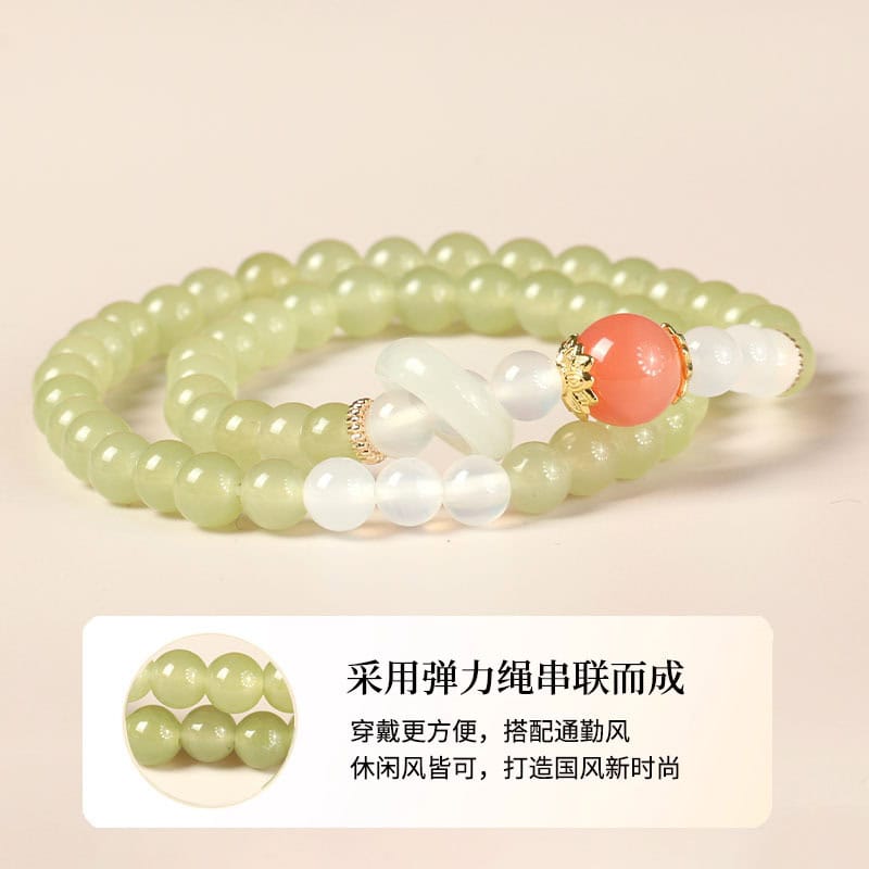 天然岫玉手串晴水雙圈新中式和田玉手鏈：圖片 2