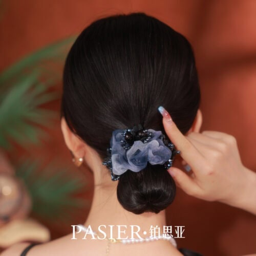 新中式大腸髮圈女後腦勺盤髮頭繩