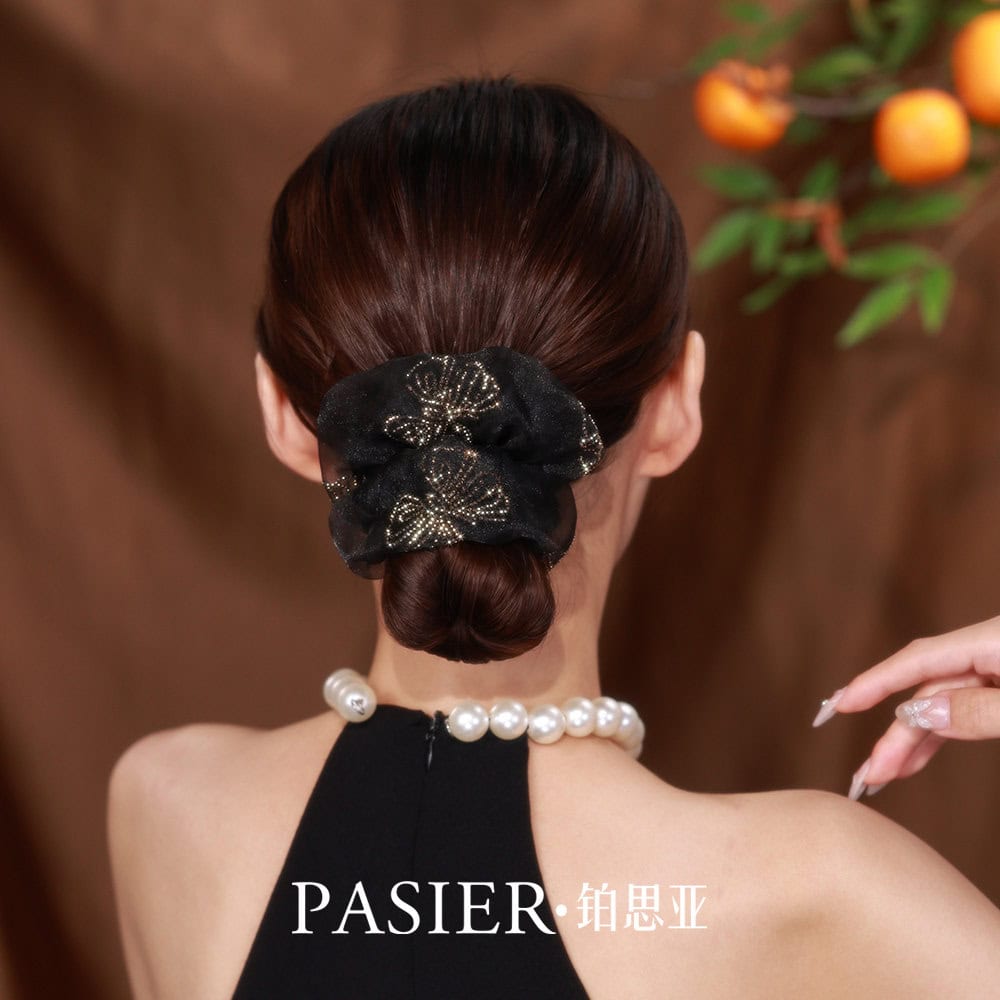 蝴蝶大腸髮圈女輕奢感後腦勺盤髮頭繩：圖片 2