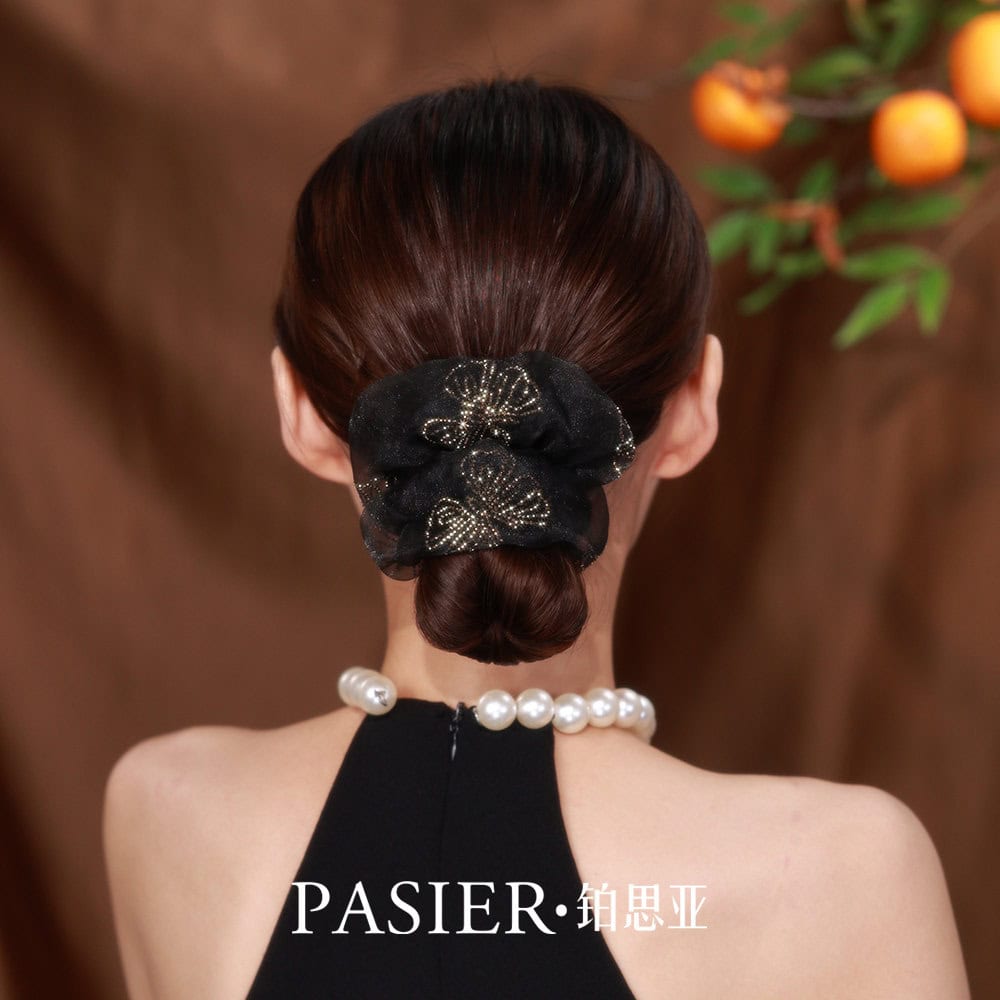 蝴蝶大腸髮圈女輕奢感後腦勺盤髮頭繩：圖片 3