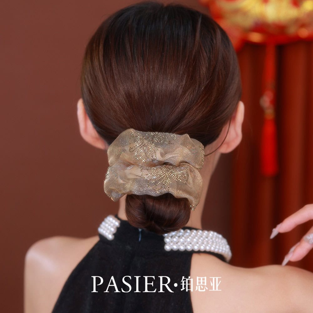 蝴蝶大腸髮圈女輕奢感後腦勺盤髮頭繩：圖片 4