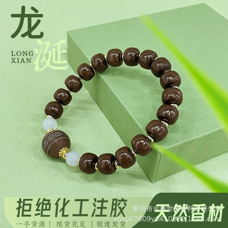 天然材質手工合香珠銀絲鑲嵌回紋珠：圖片 2