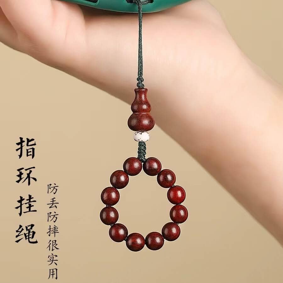 菩提手機鏈掛件檀木汽車鑰匙扣短款