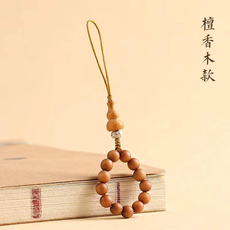 菩提手機鏈掛件檀木汽車鑰匙扣短款
