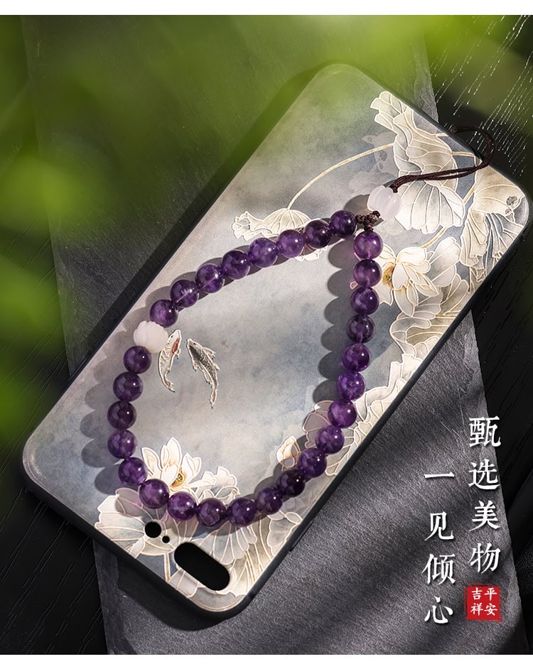 紫霞仙子優化紫水晶掛件手機鏈掛繩