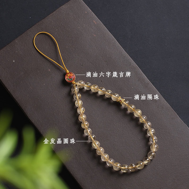金髮晶手機鏈水晶串珠手機殼掛件：圖片 2
